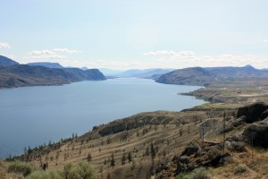 Kamloops Lake, British Columbia, from its west end and looking toward modern-day Kamloops city