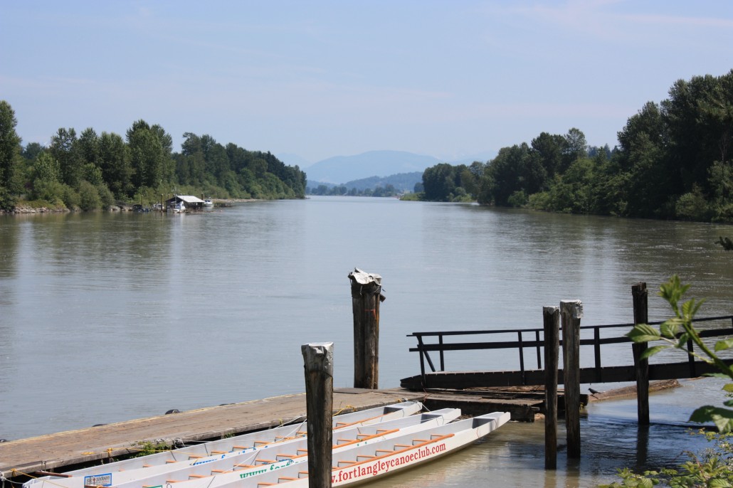 A view up the Fraser River from Fort Langley